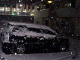 snowing at parking